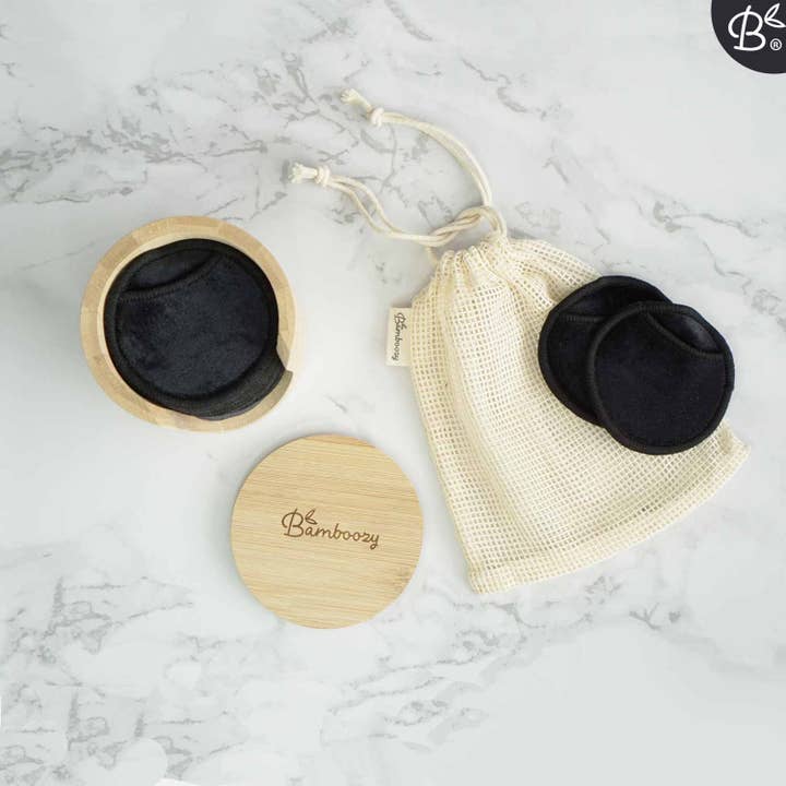 Bamboozy x Cosmeau - Wholesale Cotton Pad - 16x Black Reusable Cotton Pads 4-Layers + Bamboo Holder7