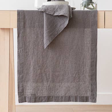 Linen Runner Steel Grey Stone Washed for wholesale by LinenMe
