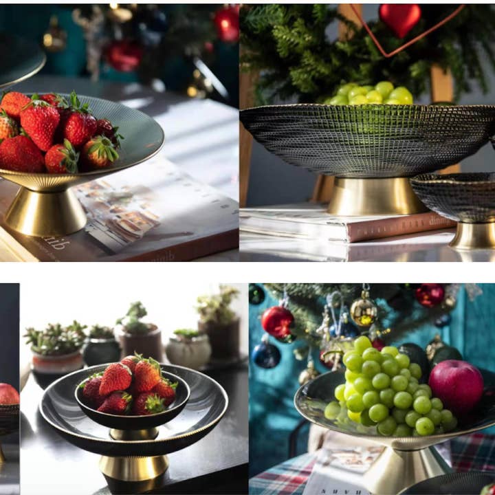 Noah Decoration - Wholesale Decorative Plate/Dish/Bowl - Golden glass fruit bowl, fruit plate ,salad bowl