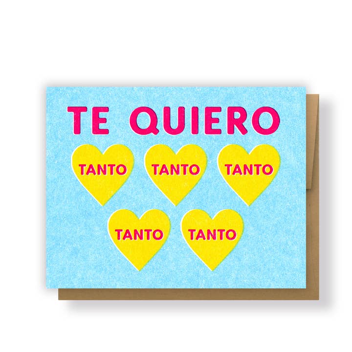 Te Quiero Tanto Retro wenskaart voor wholesale door Erica Alfaro Designs