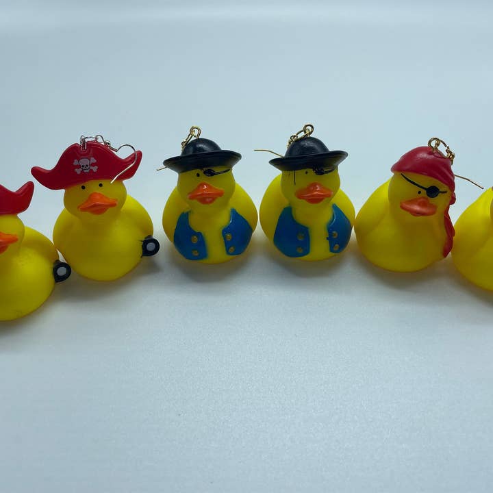 R59Creates - Wholesale Dangle earrings - Aaaaaarrrrrg!! Lil Pirate Rubber Ducky Earrings! Available In Eyepatch Duck, Black Hat Duck, And Red Hat Duck!! In Gold + Silver!5