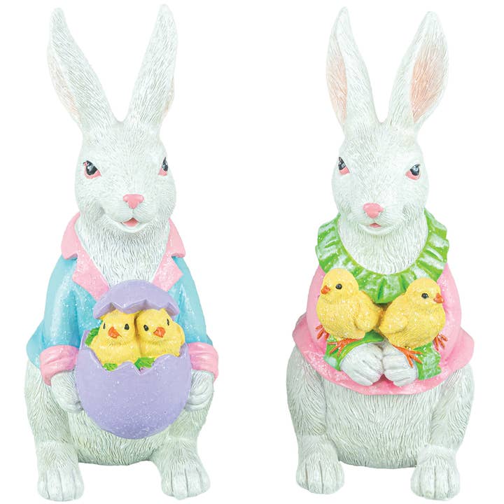 Bunny Easter Rabbit with Chicks Tabletop 2 Assorted for wholesale by Hanna's Handiworks