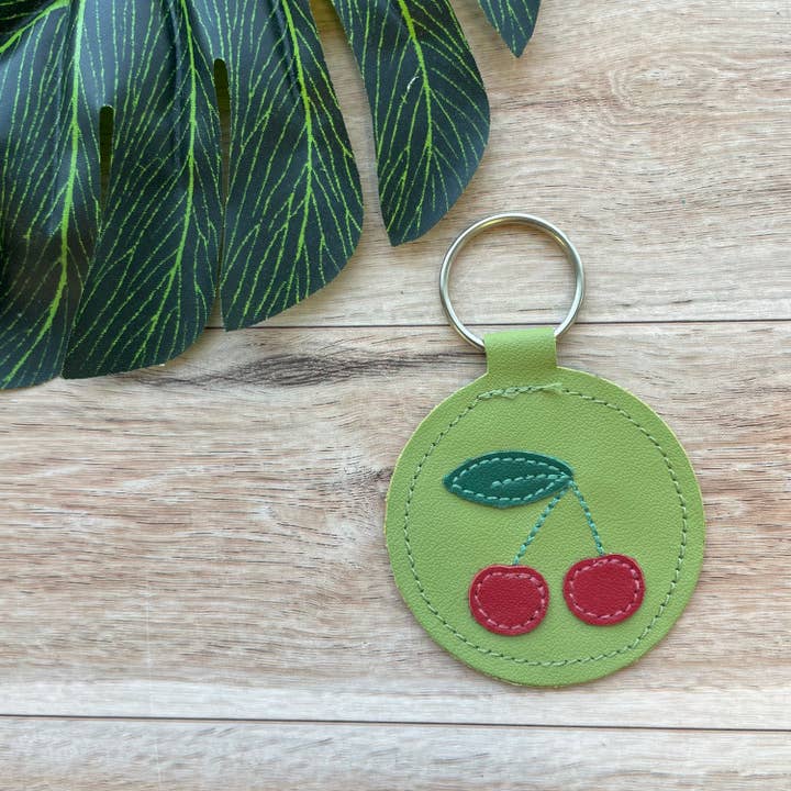 Portachiavi in pelle Cherries, portachiavi in vera pelle per la vendita all'ingrosso da parte di Mally Designs