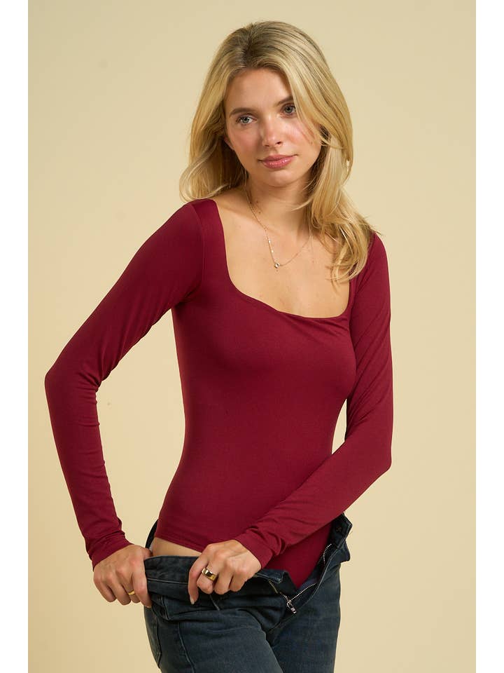 ANWND - Wholesale Bodysuit - Women's - 53718 - SQUARE NECK LONG SLEEVES SEAMLESS BODYSUIT 21