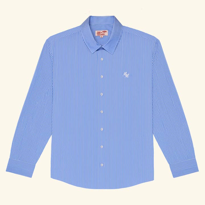 Newport L/S Button Up - Sky Blue/White Stripe for wholesale by Motel Margarita
