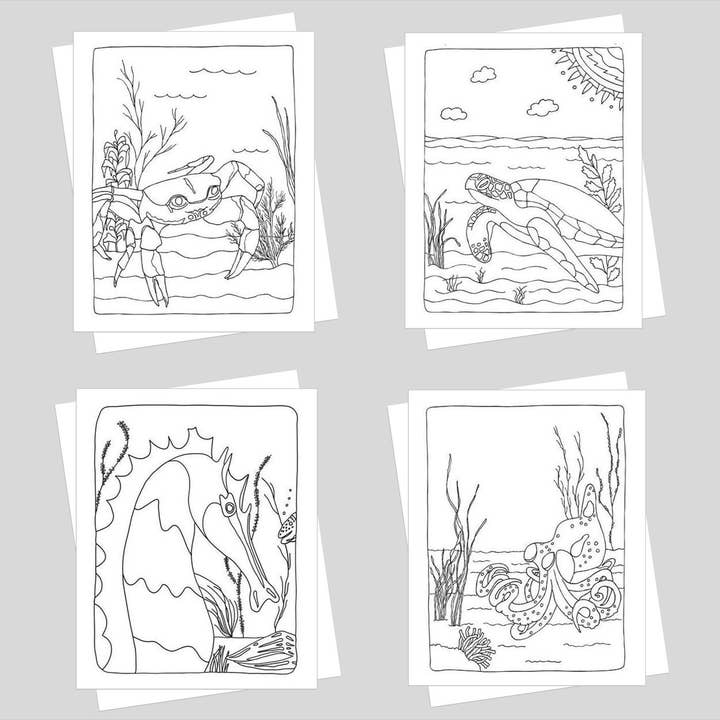 Jeu de cartes à colorier Marine Life pour la vente par Stick With Mary