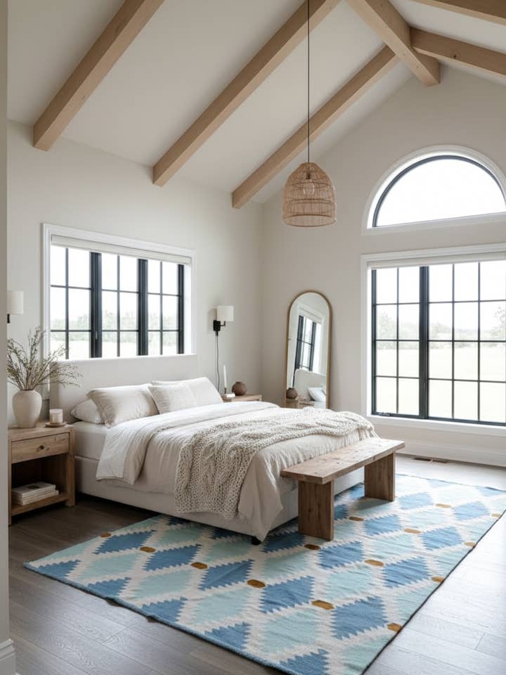 Blue Diamond Handwoven Wool Rug – Coastal Boho Kilim for wholesale by Mumo Toronto Inc