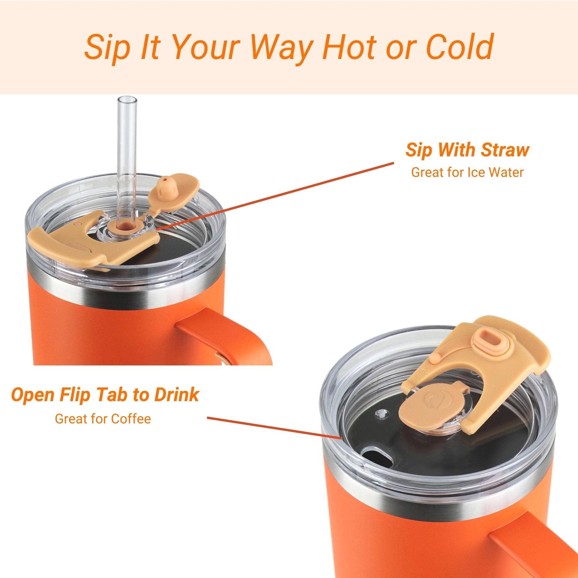 Drinco - Vendita all'ingrosso Bicchiere/tazza termica - Bicchiere termico Drinco BigSur da 40 oz e 30 oz con manico, cannuccia e coperchio flip31