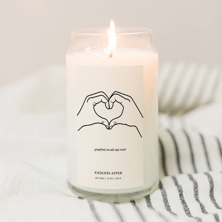 I Heart You - Vela de vidro de cera de soja 16 oz, Dia dos Namorados, Amor por atacado de Endless Aster