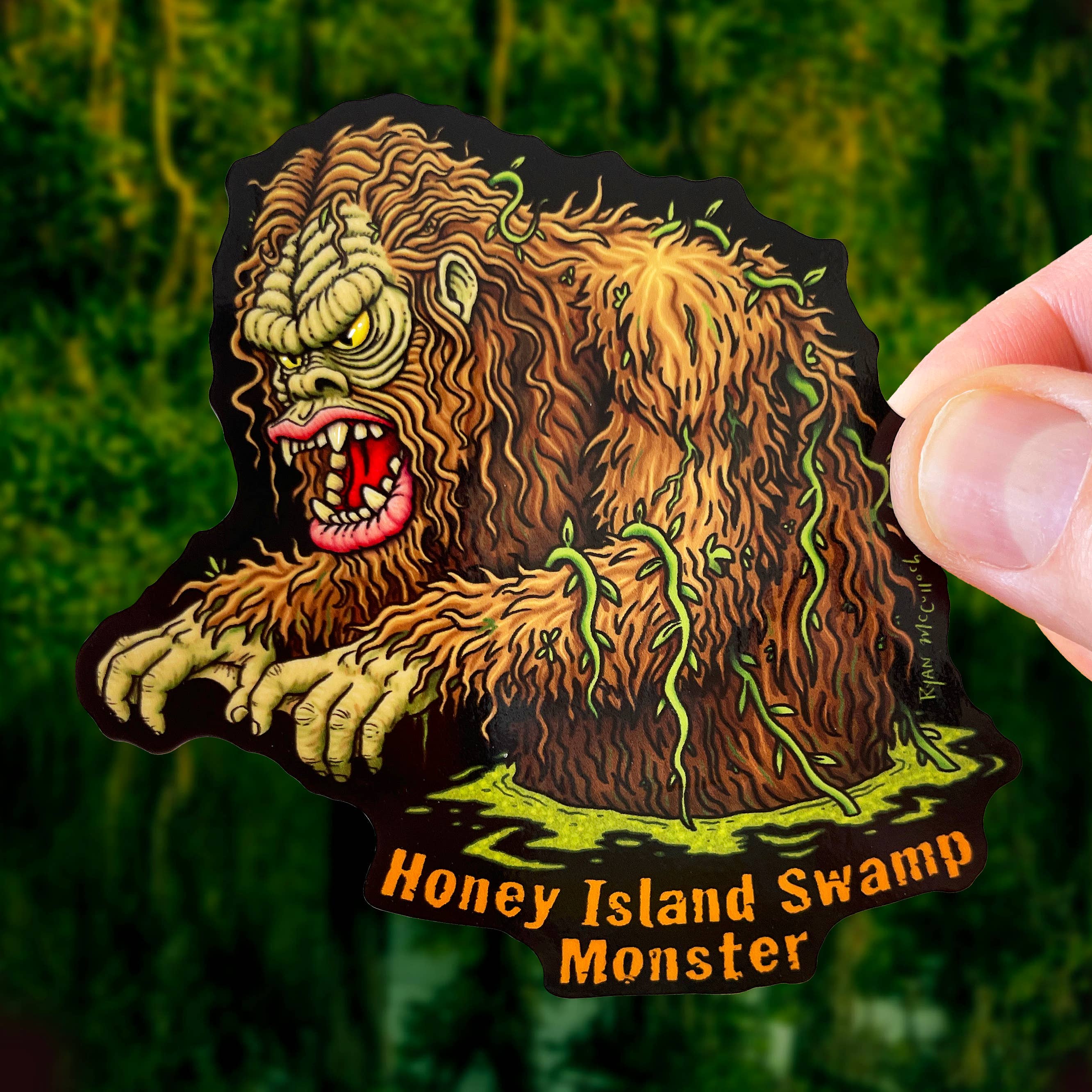 Ryan McCulloch Art - Wholesale Sticker - VINYL STICKER: Honey Island Swamp Monster (Cajun Sasquatch)0