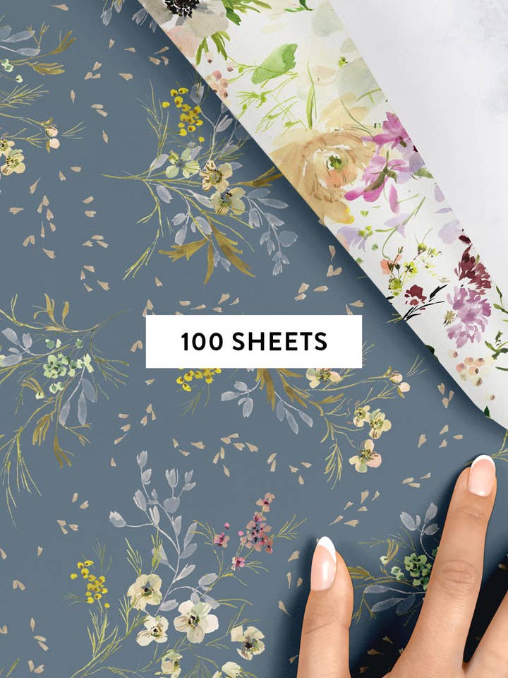 Envoltorio de regalo con flores de cera y amapolas, paquete de 100 para venta al por mayor de Bespoke Letterpress