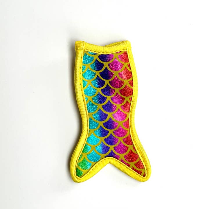 iconic mi - Wholesale Kitchen Tool/Gadget - Neoprene Popsicle Holder Mermaid Tail Shiny Yellow Rainbow