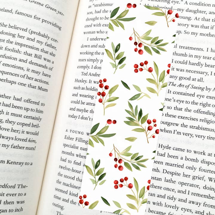 Indie Heart Studio - Wholesale Bookmark - Holly Berry Bookmark | Soft Matte Laminated