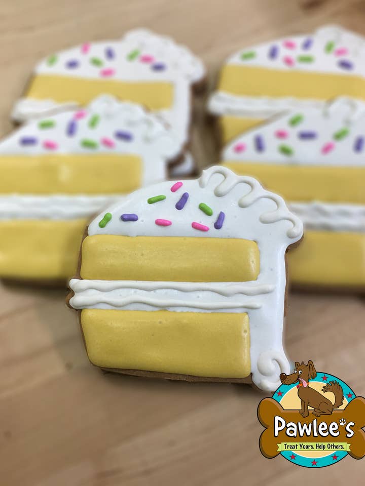 Barkday Cake Slice Cookie 10/Pack for wholesale by Pawlee’s