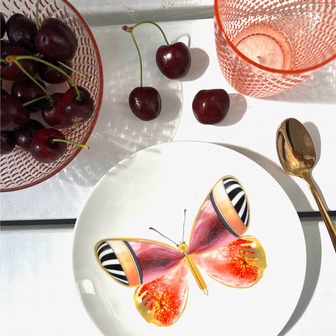 Bordy's - Venta al por mayor Plato grande - La vida de una farfalla - Piatti Dolci, set de 4 platos para postre9