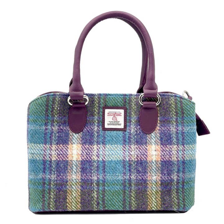 maccessori - Venta al por mayor Bolso con asas - Mujer - Bolso de Asa Superior Harris Tweed Cuadros Verde Púrpura