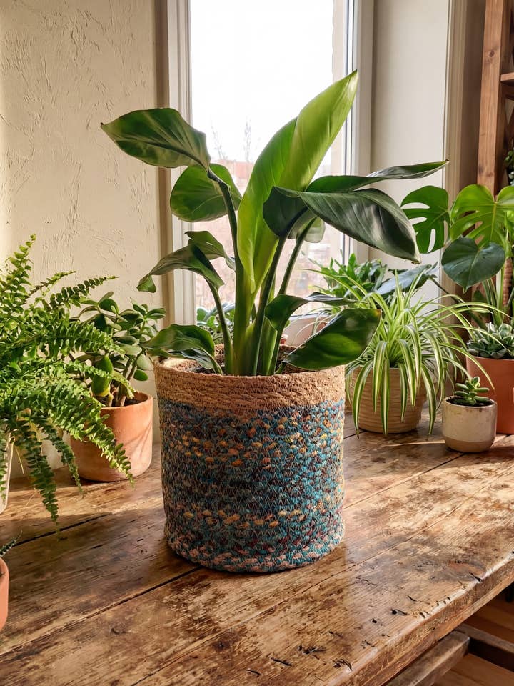 XL Recycled Multicolor pot (Set/6) (12.5",12",11",10",9",8") for wholesale by Creation Jute