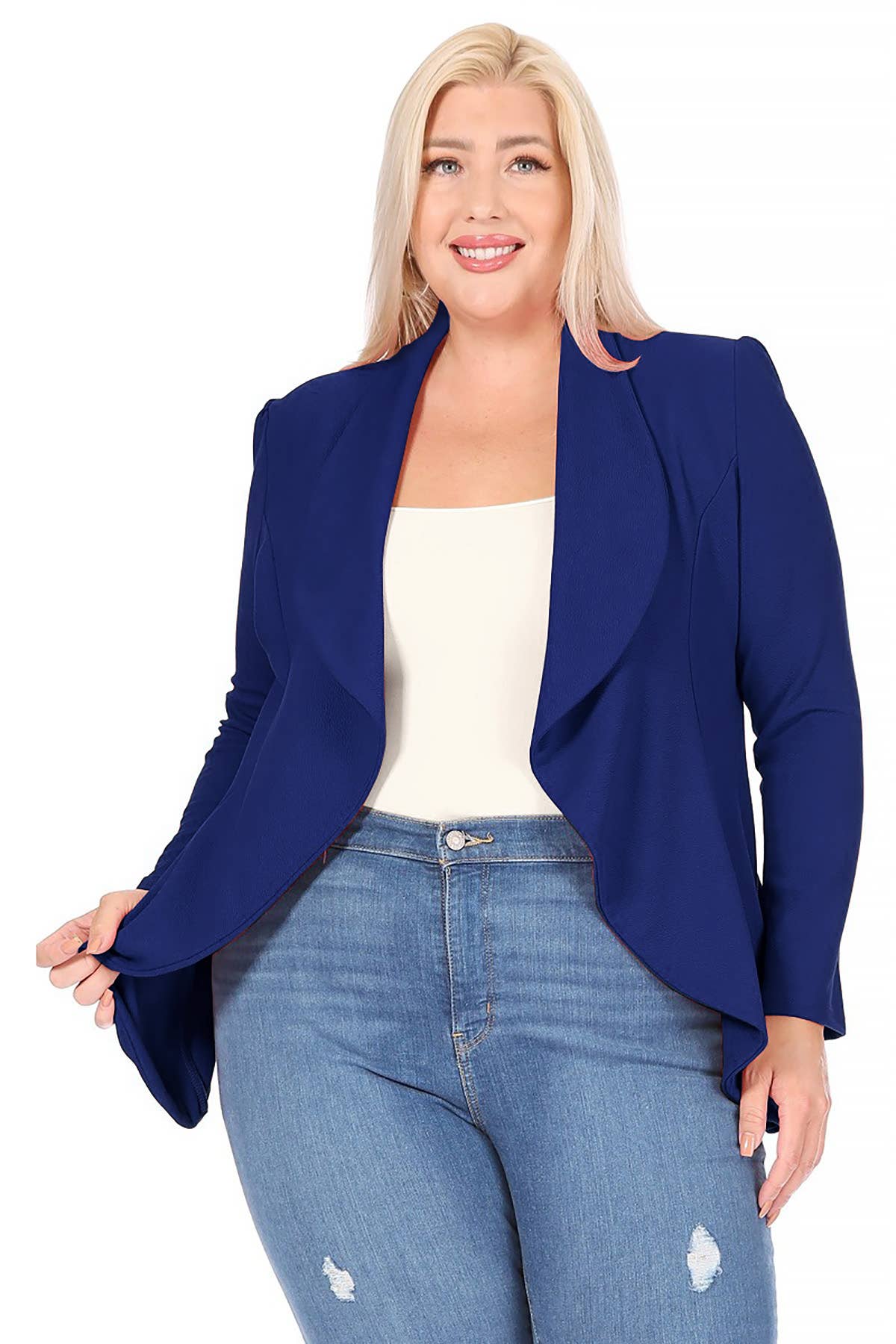MOA COLLECTION - Wholesale Blazer - Women's - Women's Plus Size Solid Long Sleeve Office Blazer Jacket7
