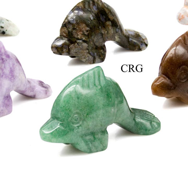 Crystal River Gems LLC - Wholesale Spiritual Stone/Crystal - SET OF 4 - Gemstone Dolphins / Mixed Gemstones / 1-2" Avg