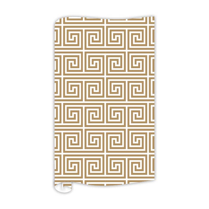 RosanneBeck Collections - Wholesale Flat Wrap - Greek Key Pattern Gold Wrapping Paper