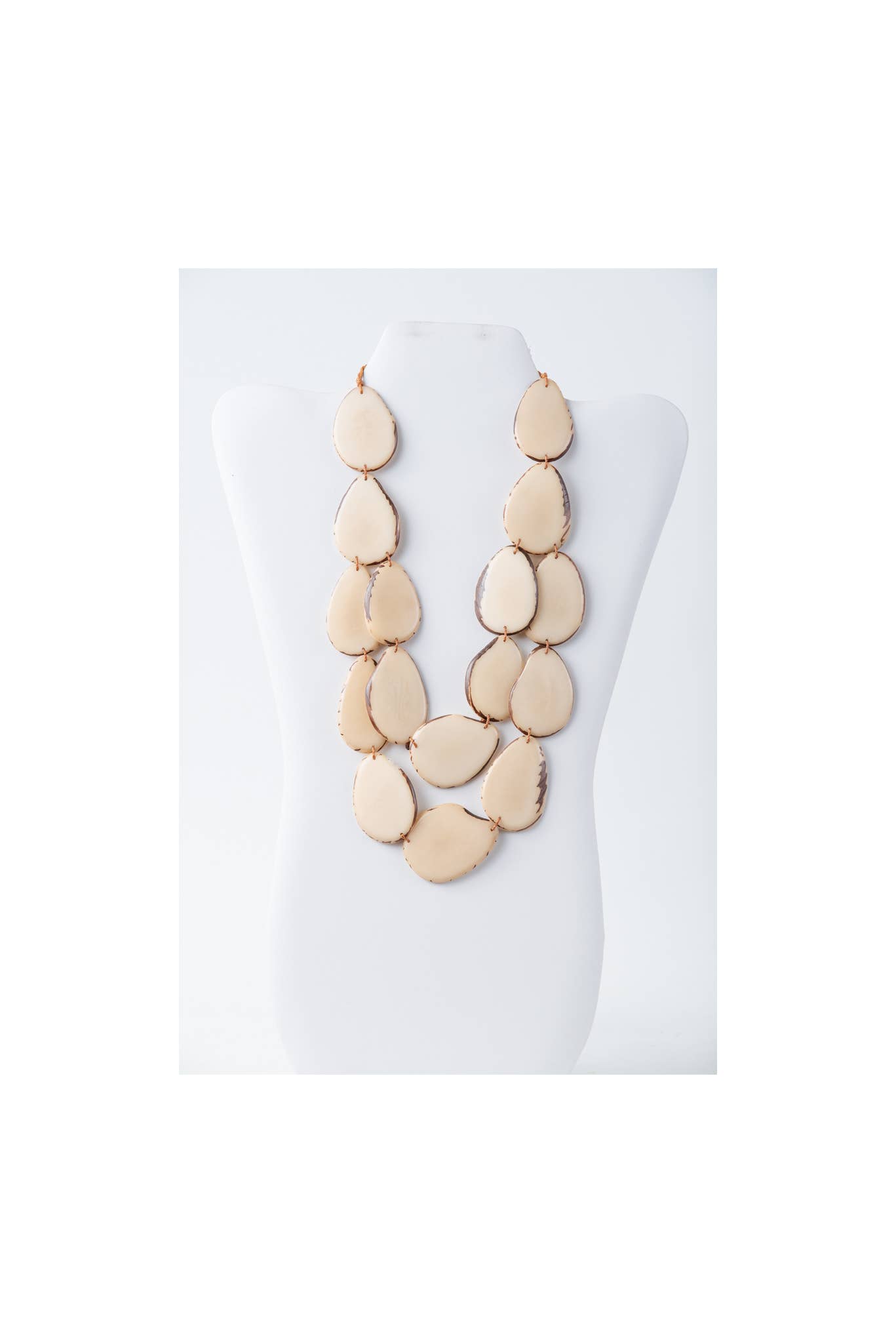TaguArtsy – wholesale Bib necklace – Amoya Two stranded long Organic Tagua Nut Necklace ONLY3