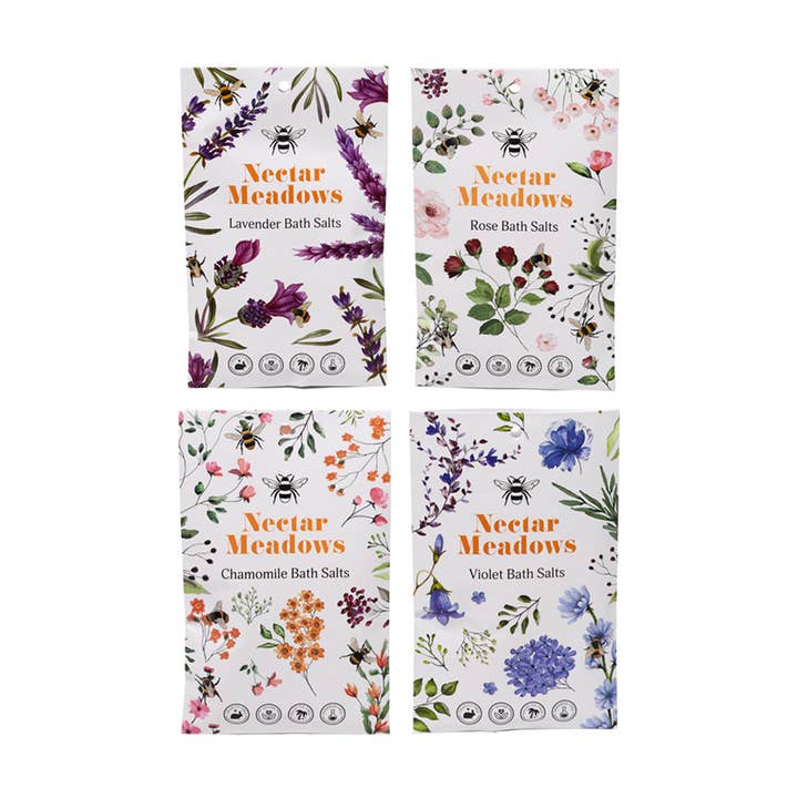 Puckator Ltd - Wholesale Bath bomb/fizz - Set of 4 Nectar Meadows Bath Salt Sachets1
