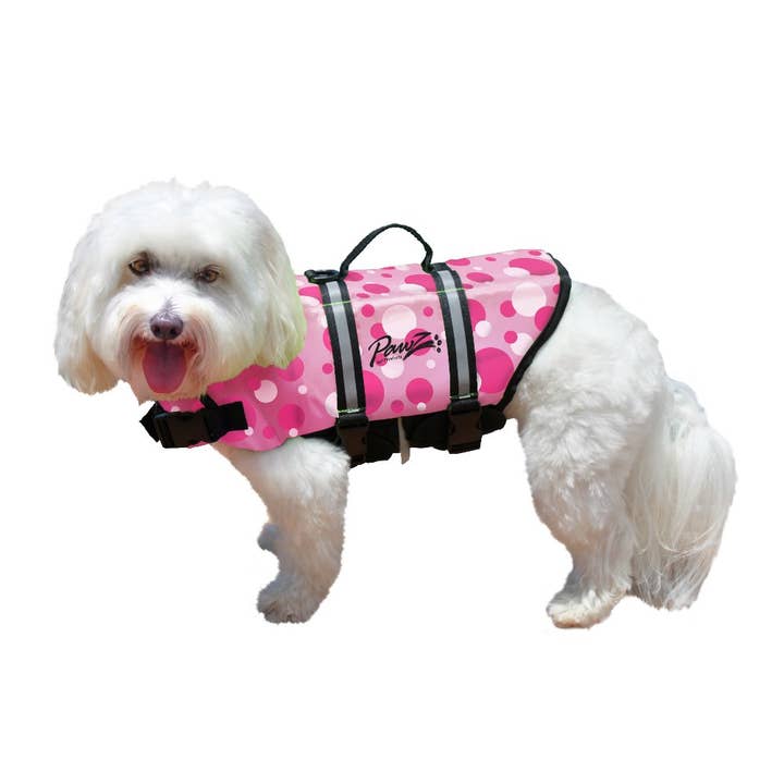 Pet Stores USA - Wholesale Pet Jacket - Dog - Pawz Pet Products Nylon Dog Life Jacket Medium Pink Bubbles