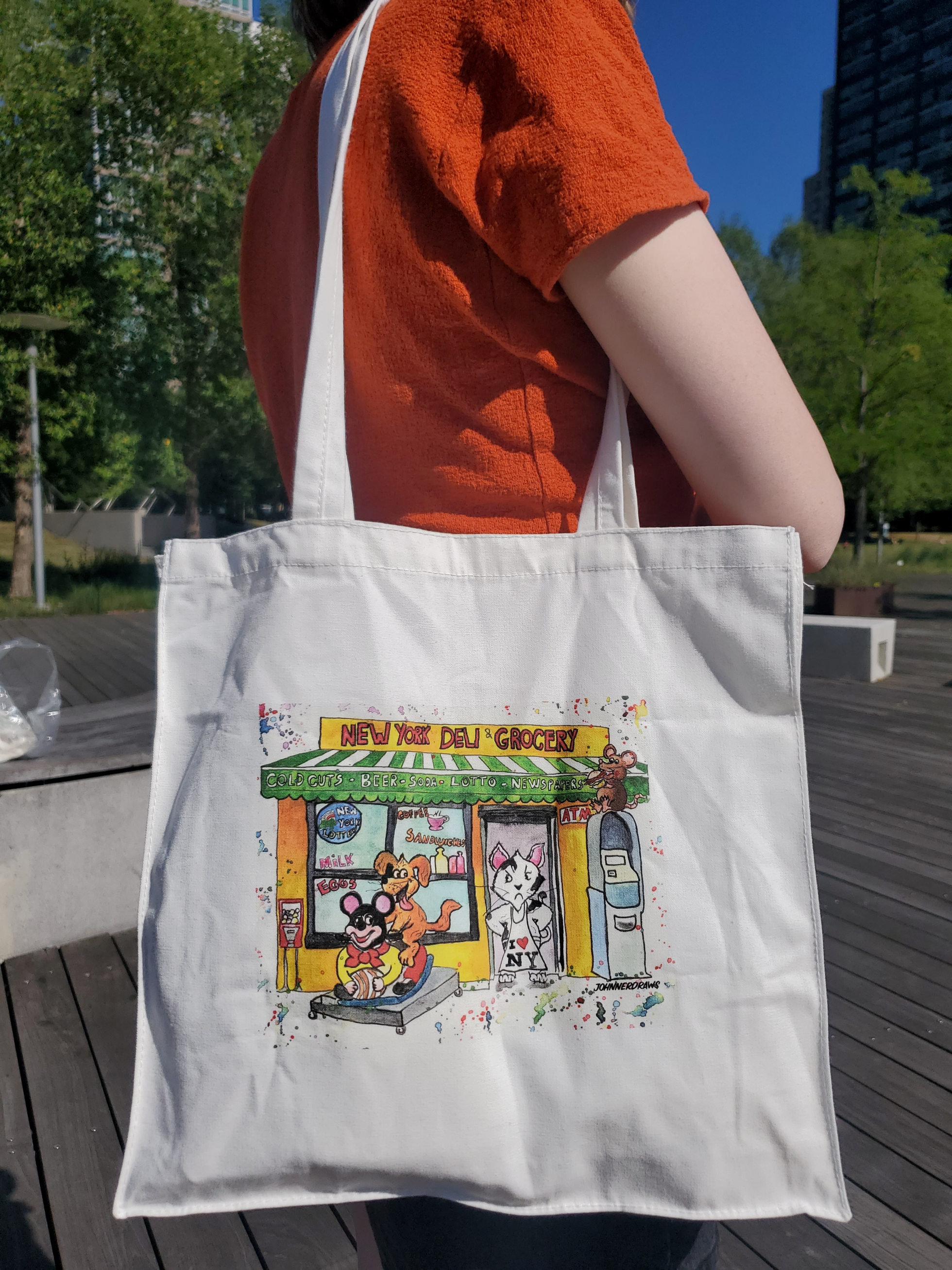 Johnnerdraws - Wholesale Tote Bag - Unisex - THE BODEGA SCENE-NYC-TOTEBAG 100% COTTON CANVAS-HANDMADE  1