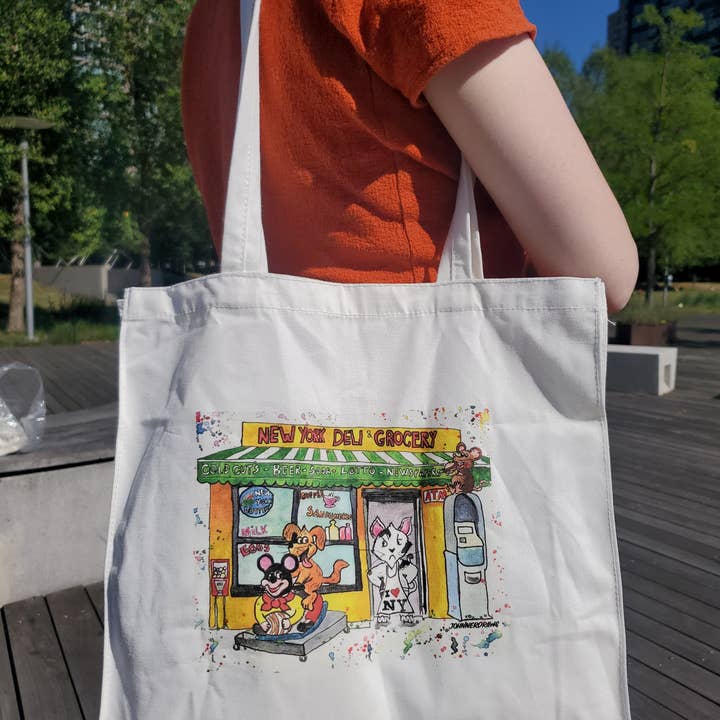 Johnnerdraws - Wholesale Tote Bag - Unisex - THE BODEGA SCENE-NYC-TOTEBAG 100% COTTON CANVAS-HANDMADE 1