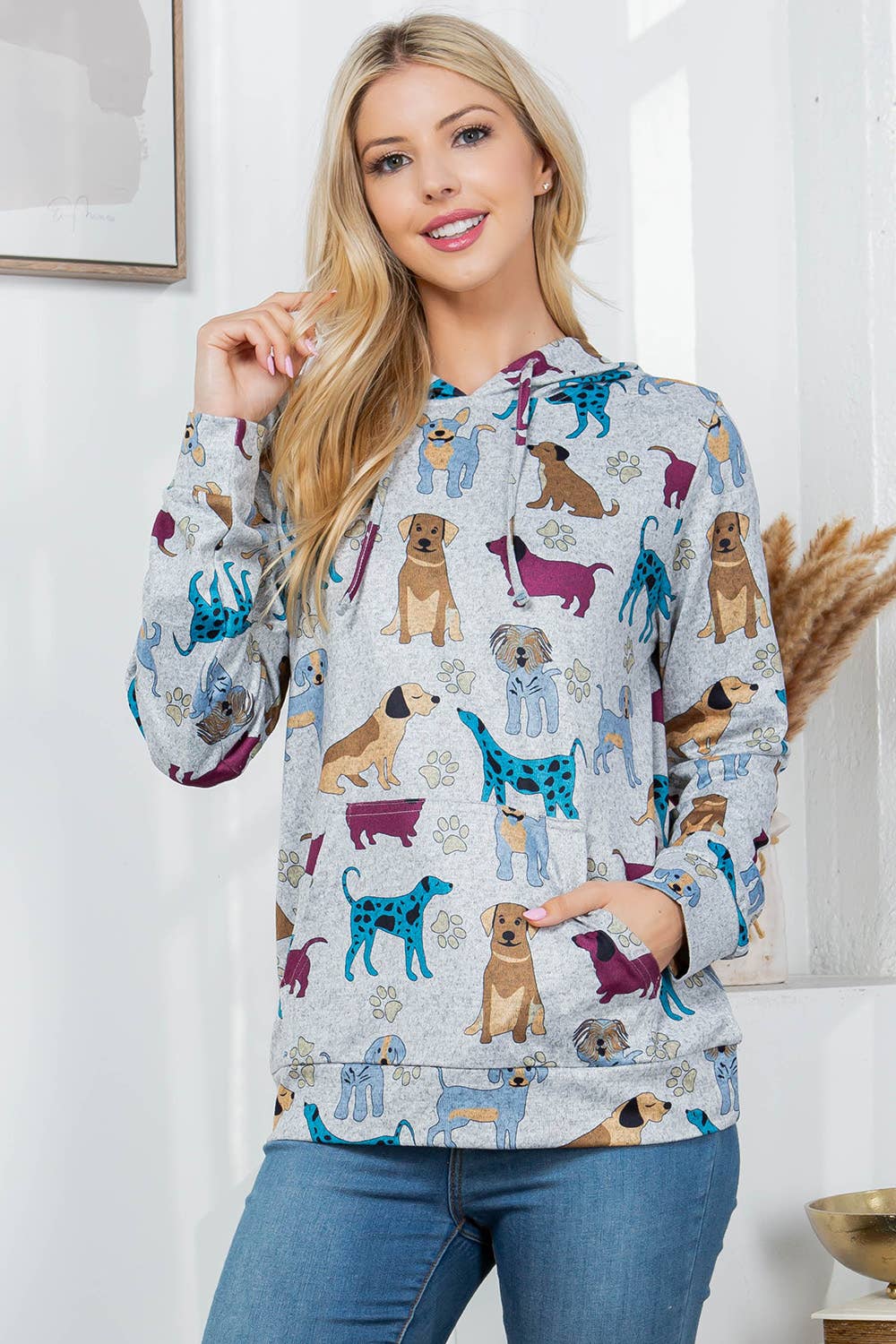 LA Soul – Engroshandel Hoodie – Kvinder – Hundetryk Sweater Strikpulloverhættetrøje