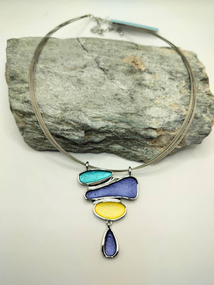 Teal & Blau mehrfarbige Halskette 42861 für den Großhandel von Captiva Blu Jewelry