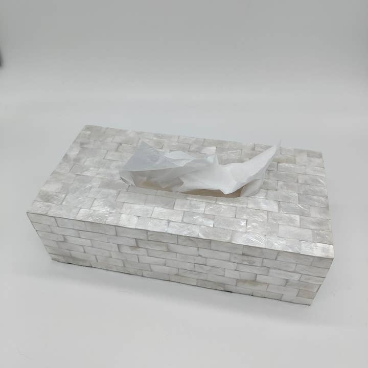 Tissue box shell - glossy white for wholesale by Home Jewels