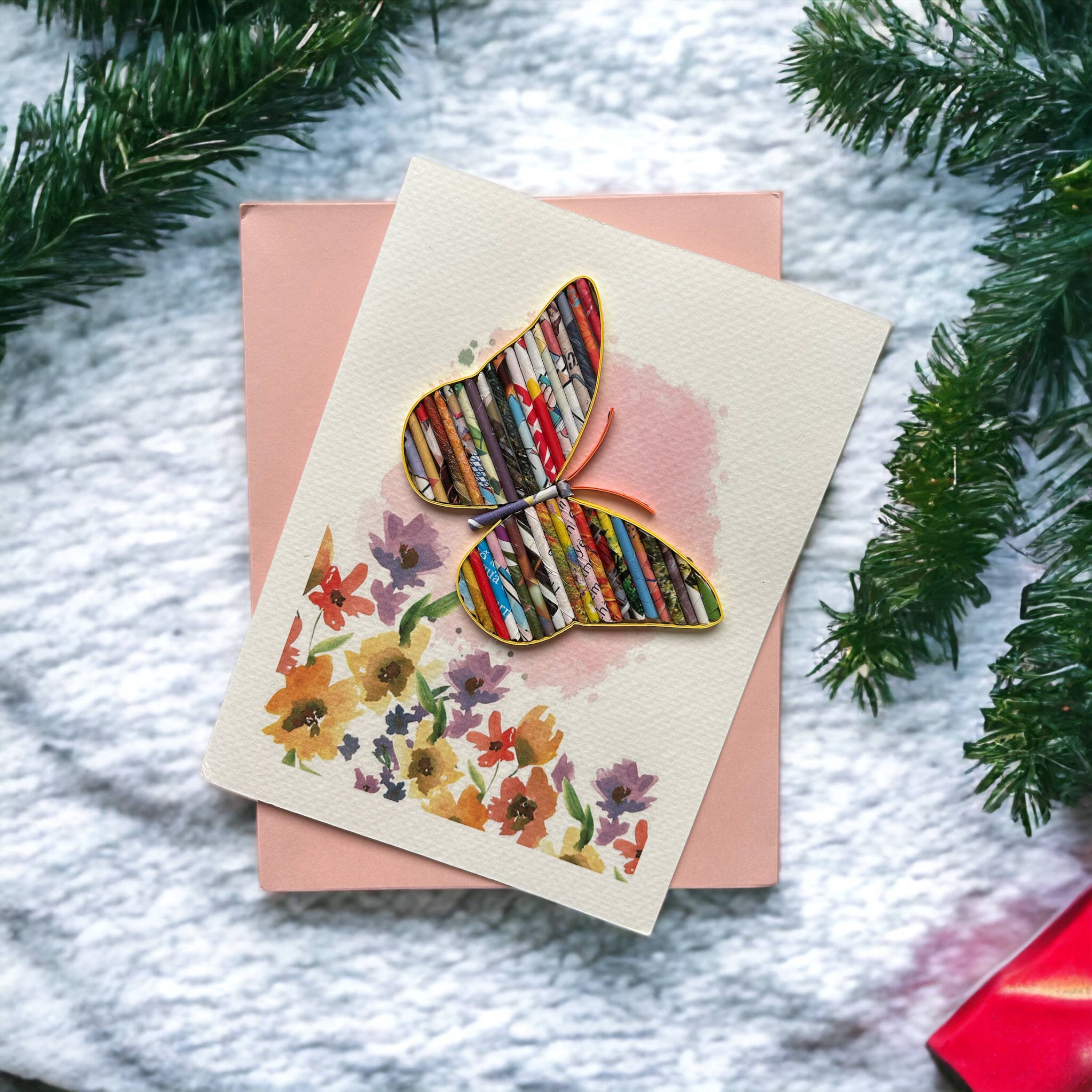 Loving Nature - Wholesale Gewone wenskaart - Upcycled handgemaakte kaart - gemaakt door kansarme ambachtslieden12