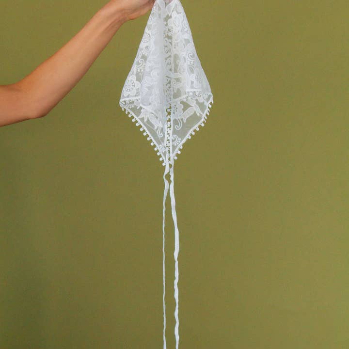 Shop Andi - Wholesale Bandana - Women's - White Lace Tie Bandana1