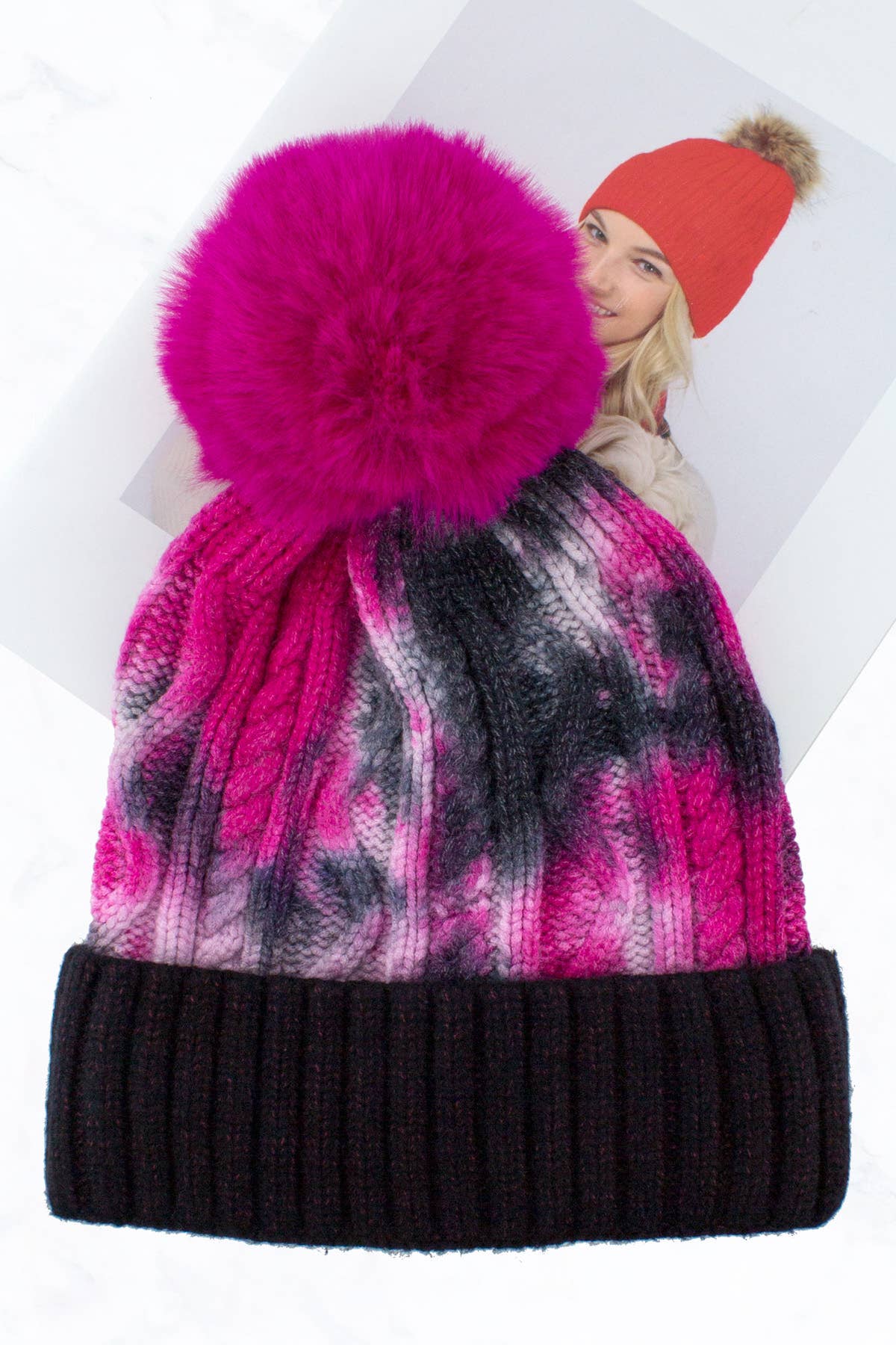 Suzie Q USA - Vente Bonnet – femme - Bonnet New Fashion Tie Dye POM1