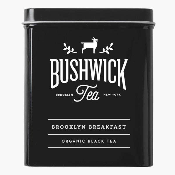 Boîte en fer Brooklyn Breakfast avec 15 sachets emballés pour la vente par Bushwick Teas