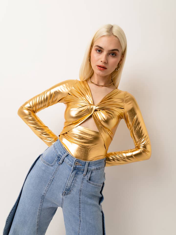 Martina High Shine Stretch Long Sleeve Top for wholesale by Amy Lynn