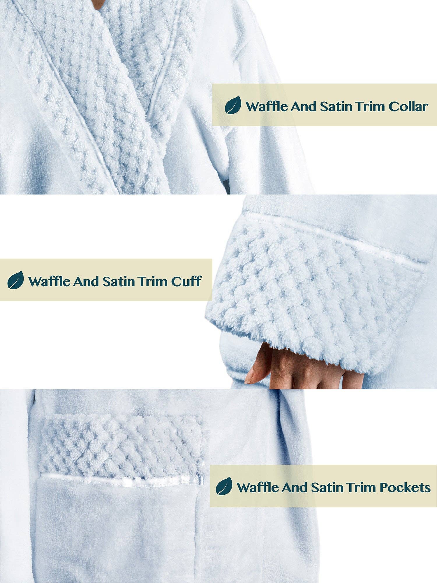 Pavilia - Wholesale Badjas - Dames - Damesbadjas van fleece met satijnen en wafelkanten46