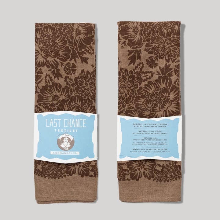 Last Chance Textiles - Wholesale Bandana - Women's - Natural Dye Silk Bandana | Brazil Nut Brown