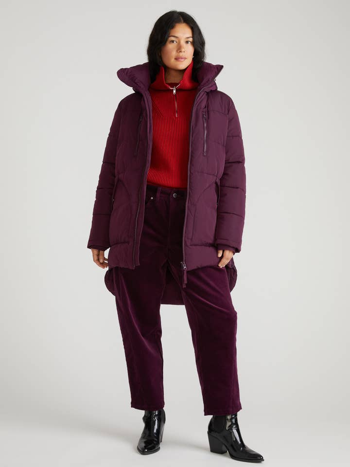 Matterhorn Mid Hooded Puffer - Gamay for wholesale by Universal Standard