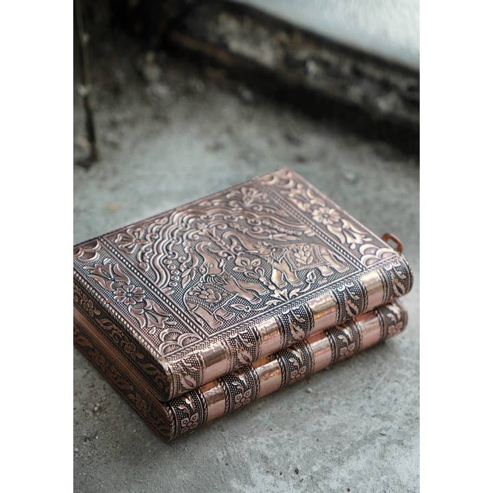 Namaste - Wholesale Jewelry Box/Organizer - Elephant Design Embossed Jewellery Box, Book Style