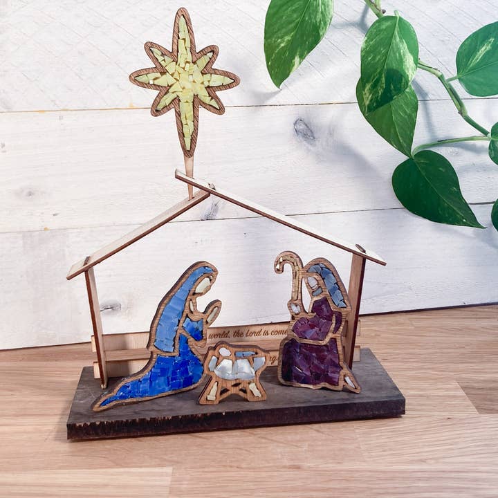 Stained Glass Sundays - Wholesale Doe-het-zelf-knutselset - Doe-het-zelf Heilige Familie Kerststal Schilderen op Glas Kit