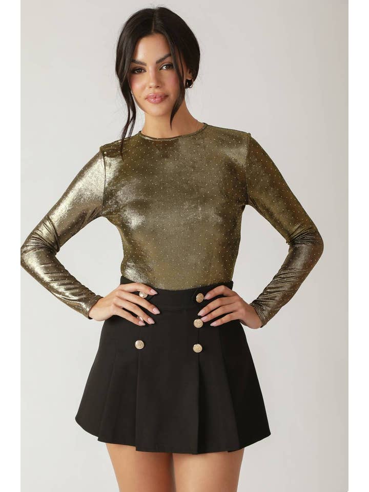 Gold An embellished bodysuit - IT13455 for wholesale on Faire