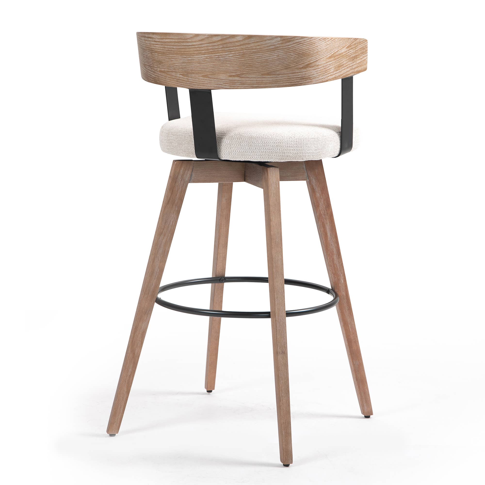 Glamour Home - Wholesale Stool - Beck Beige Linen Fabric Bar Stool with Natural Wood3