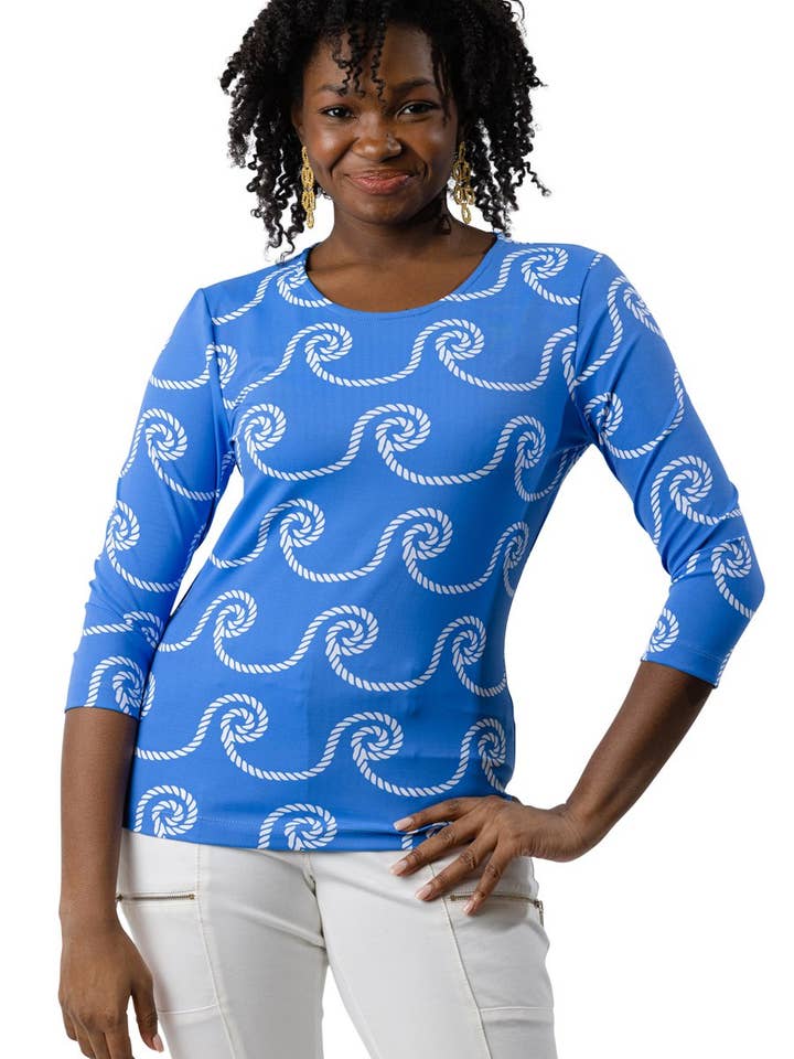 Camiseta de Tripulación - Bobina de Cuerda Azul/Blanco para venta al por mayor de sailor-sailor