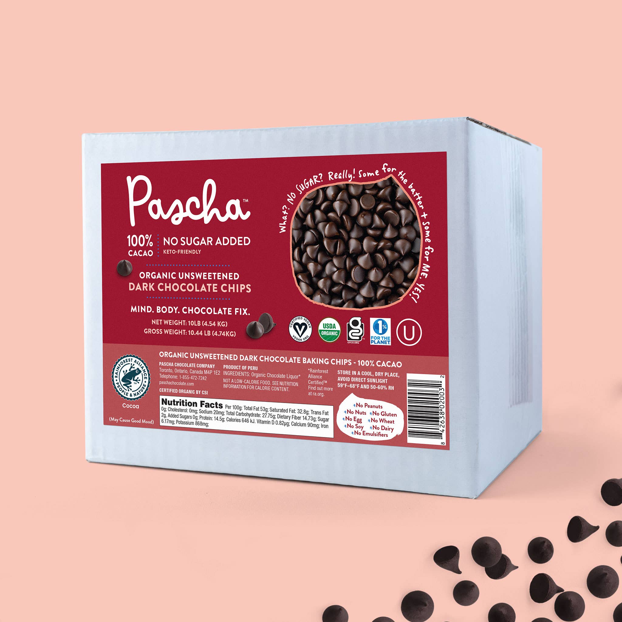 Pascha Chocolate Company - Vente Chocolats pâtissiers - Croustilles de chocolat noir non sucrées biologiques en vrac, 100% cacao0