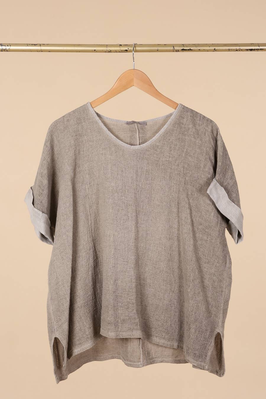 la maison des fibres naturelles – Engroshandel T-shirt – til kvinder – T-shirt i hør- og bomuldsblanding, 10 % hør, 90 % bomuld, model 67636