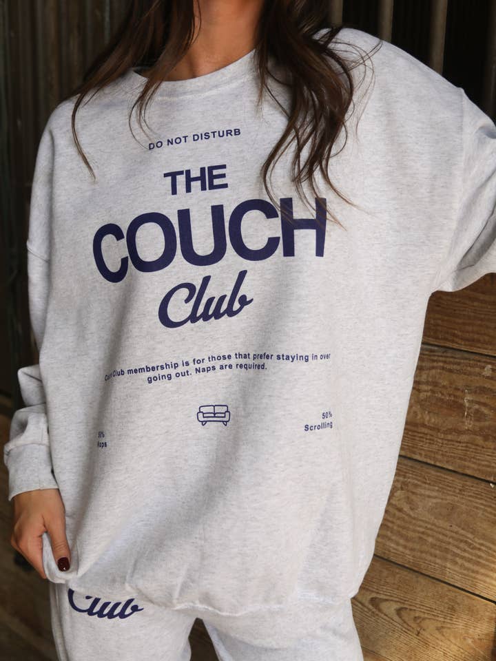CHARLIE SOUTHERN - Wholesale Graphic Sweatshirt - Women's - COUCH CLUB SWEATSHIRT - ASH2