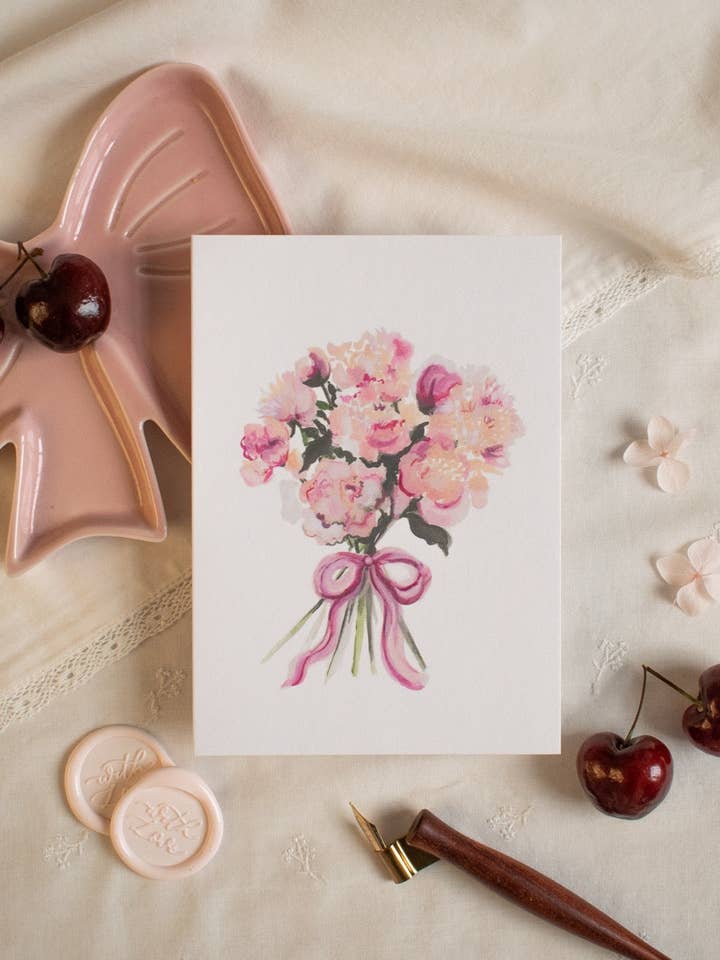 Peony Greeting Card for wholesale by La la lu