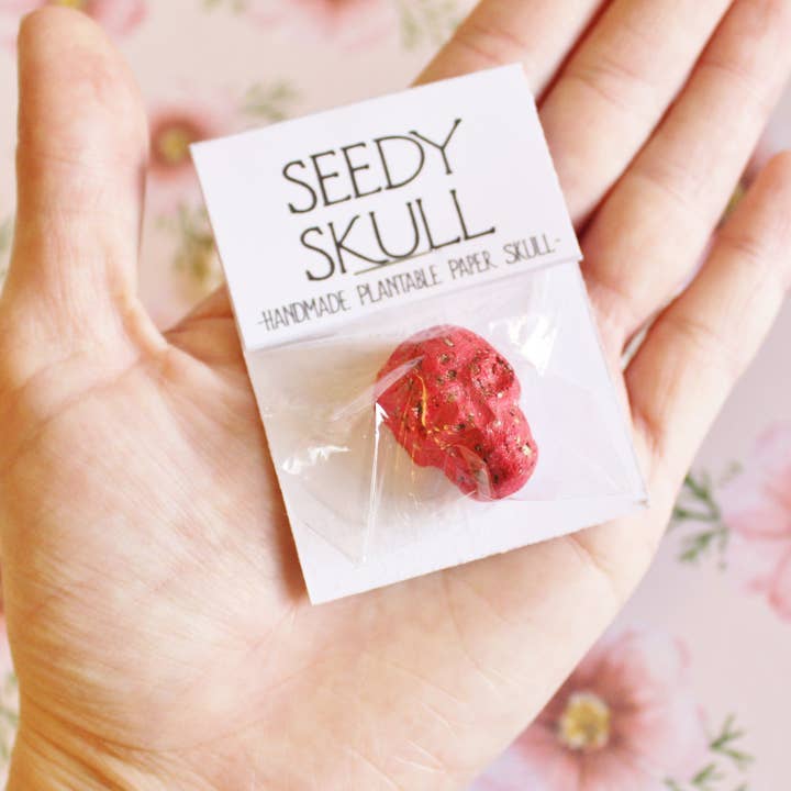 Darling Homebody - Wholesale Plant Seeds - Single Red Plantable Paper Seedy Skull. Wildflowers